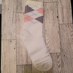 Janie and Jack White Girls Tall Argyle Socks
